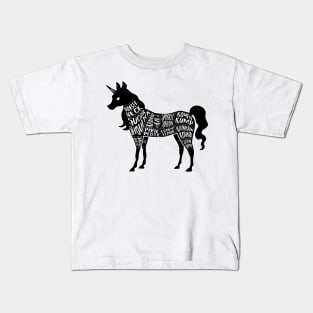 Unicorn - Fantasy Butcher Cuts of Meat - Black Kids T-Shirt